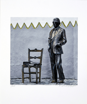 ONE DAY | LAS PALMAS No24 | Ralf Wehrle und Uwe Frank Mixed Media - Fine - Art - Print mit Kreide ca. 16,5x16,5 cm | gerahmt 30x30 cm mit Passepartout und schwarzem Holzrahmen  Original | Unikat | signiert